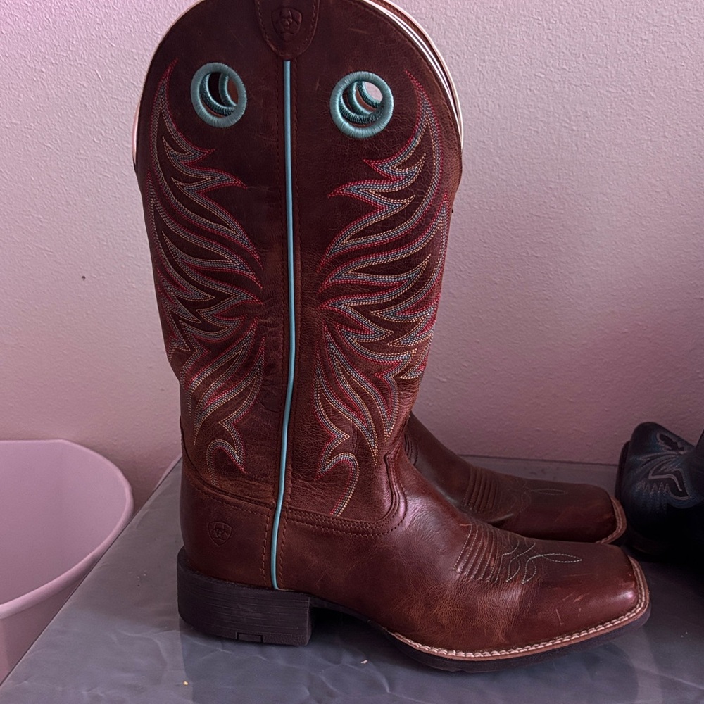 Ariat Brown and Turquoise Heeled Boots